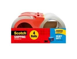 Scotch® Heavy Duty Shipping Packaging Tape 3850-4-2RD, 1.88 in x 54.6 yd (48 mm x 50 m) 4 Rolls with 2 Dispenser