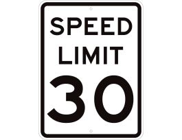 Speed Limit 30 Sign, 24" H x 18" W x 0.090" D, Aluminum