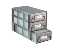 Upright Freezer Drawer Rack for 96 Deep-Well Plates or 1 3/4" Max H Boxes, 3 x 3 Array
