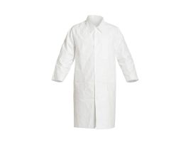 Tyvek® IsoClean® Lab Coat, Collar, Snap Closure, 3 Pockets, 30/CS, White