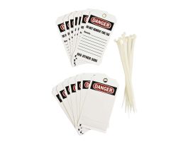 Locked Out Tags Polyester 5.75 x 3  Black, Red on White 25/PK
