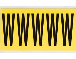 Repositionable Vinyl 4 in Black on Yellow, Letters W Card of 5 Labels
