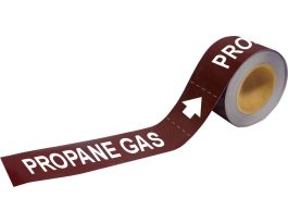 PROPANE GAS Pipe Marker, 2" H x 12" W, Roll of 25 Each, Fits Pipes 2.5" Dia. Thru 6" Dia.