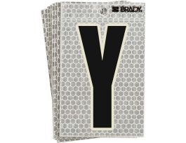 Glow in the Dark 5 in Black on Silver Letter Y 10/PK