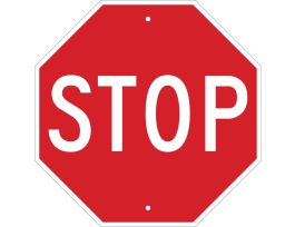 STOP Sign, 18" H x 18" W x 0.090" D, Aluminum, W/Mounting Hole