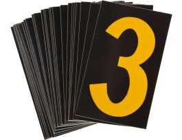 BradyLite 1 in Reflective Numbers Yellow on Black, 3 25/PK