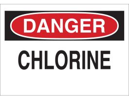 DANGER Chlorine Sign, 7" H x 10" W x 0.006" D, Polyester
