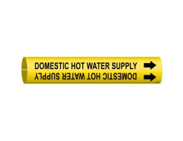 Domestic Hot Water Supply Pipe Marker, 2" H x 2" W, Fits Pipes 2.5" Dia. Thru 3.875" Dia.