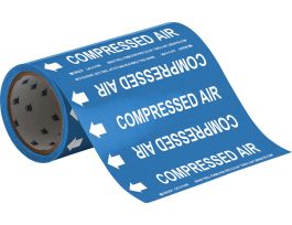 COMPRESSED AIR Pipe Marker, 30' H x 8" W, Roll of 30', Fits Pipes 2" Dia. or Smaller