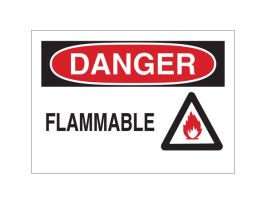 DANGER Flammable w/Pictogram Sign, 10" H x 14" W x 0.06" D, Polystyrene