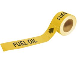 Self-Adhesive Pipe Marker: FUEL OIL, 2" H x 12" W, Roll of 25 Each, Fits Pipes 2.5" Dia. Thru 6" Dia.