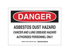 DANGER Asbestos Dust Hazard Cancer And Lung Disease Hazard Authorized Personnel Only Sign, 7" H x 10" W x 0.035" D, Aluminum