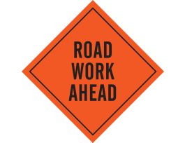 Road Work Ahead Sign, 48" H x 48" W, Vinyl