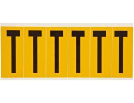 Outdoor Vinyl 3 in Black on Yellow Letters T Card of 6 Labels