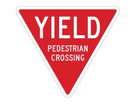 YIELD Pedestrian Crossing Sign, 18" H x 18" W x 0.090" D, Aluminum