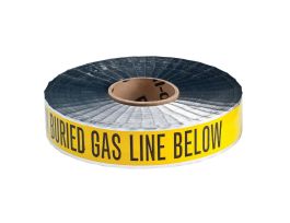 Identoline® Underground Tape Roll - Polyester-Encased Aluminum Foil, CAUTION BURIED GAS LINE BELOW, Black on Yellow, 2" x 1000'