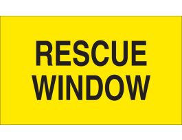 Rescue Window Label: Polyester, Black on Yellow, 4" H x 6" W, Black on Yellow