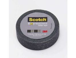 Scotch® Expressions Glitter Tape C514-BLK, .59 in x 196 in (15 mm x 5 m) Black Glitter