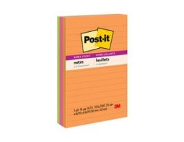 Post-it® Super Sticky Notes 660-3SSUC, 4 in x 6 in (101 mm x 152 mm), 90 sheets/pad.