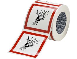 GHS Explosive Picto Label, 4" H x 4" W x .035" D