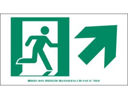 BradyGlo NYC Approved Exit With Running Man And Arrow Up Right Sign, 5" H x 9" W x 0.0096" D, Polyester