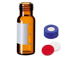 Crimp Neck Vial and Cap Kit, HPLC/GC Certified Amber Glass Vials, 11 mm, UltraClean Silicone/PTFE Septa; 1000/pk
