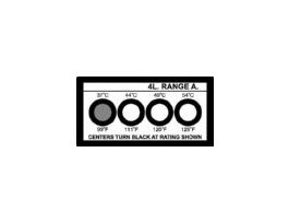 Irreversible 4-Point Horizontal Temperature Label, 219-250F/104-121C; 10/Pk