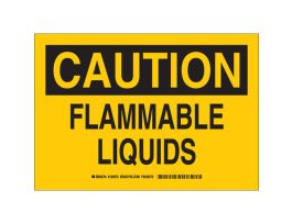 CAUTION Flammable Liquids Sign, 10" H x 14" W x 0.06" D, Polystyrene