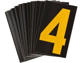 BradyLite 1.5 in Reflective Numbers Yellow on Black, 4 25/PK