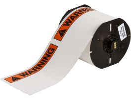 B30 Series ToughWash Labels with Header 4in H x 6.25in W BK, Orange on WT 100/RL