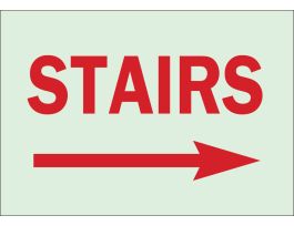 BradyGlo Stairs Sign, 10" H x 14" W x 0.008" D, Polyester, Arrow Direction: Right