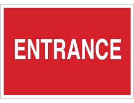 Entrance Sign, 7" H x 10" W x 0.006" D, White on Red