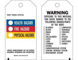 TARGET ORGANS AFFECTED Tag Polyester 5.75 in H x 3 in W 25PK