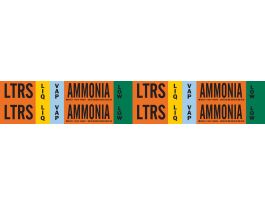 LTRS LIQVAP AMMONIA LOW Pipe Marker, 1.125" H x 7" W, Card of 4 Each, Fits Pipes 0.75" Dia. Thru 2.375" Dia.