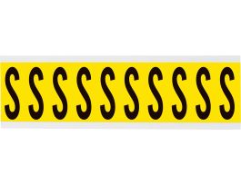Repositionable Vinyl 2 in Black on Yellow, Letters S Card of 10 Labels