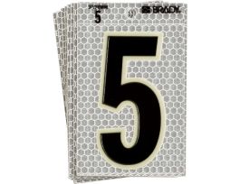 Glow in the Dark 5 in Black, Green Glow on Silver Number 5 10/PK