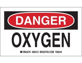 OXYGEN Labels, 3" H x 5" W x 0.0038" D, Black/Red on White