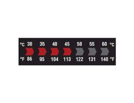 Reversible 7-Point Horizontal Temperature Label Black/Red, 30-60C/86-140F; 10/Pk