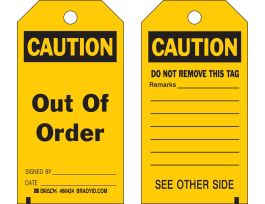 Inventory Tag CAUTION Paper 5.75 x 3 Black on Yellow 100/PK