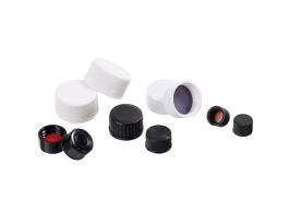 Screw Cap, Polypropylene, Black, 13 mm, Pre-Slit Blue Silicone/PTFE Septa; 100/pk