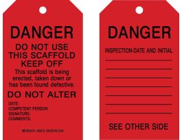 Scaffold Tags: DANGER Do Not Use This Scaffold Keep Off 7 in H x 4 in W 100PK