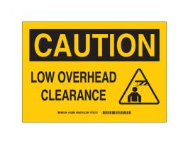 CAUTION Low Overhead Clearance w/Pictogram Sign, 7" H x 10" W x 0.035" D, Aluminum