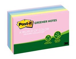 Post-it® Greener Notes 655-RP-A, 3 in x 5 in (76 mm x 127 mm) Helsinki Colors