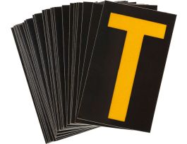 BradyLite 1 in Reflective Numbers Yellow on Black, T 25/PK