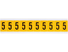 Outdoor Vinyl 1 in Black on Yellow Numbers 5 Card of 10 Labels