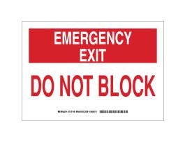 EMERGENCY EXIT Do Not Block Sign, 10" H x 14" W x 0.06" D, Red/White, Polystyrene