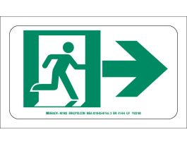 BradyGlo NYC Approved Exit With Running Man And Right Arrow Sign, 5" H x 9" W x 0.0096" D, Polyester