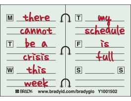 THERE CANNOT BE A CRISIS THIS WEEK MY SCHEDULE IS FULL Sign, 3.5" H x 5" W, Pack of 10 Labels