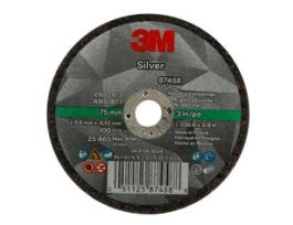 3M™ Silver Cut-Off Wheel, 87458, 60+, T1, 3 in x 0.035 in x 3/8 in, 50 ea/Case