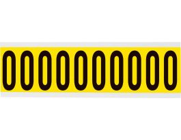 Repositionable Vinyl 2 in Black on Yellow, Numbers 0 Card of 10 Labels
